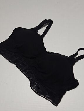 Joyspun Black Lace-Trim Wireless Bra - With Removable Pads Size XXL